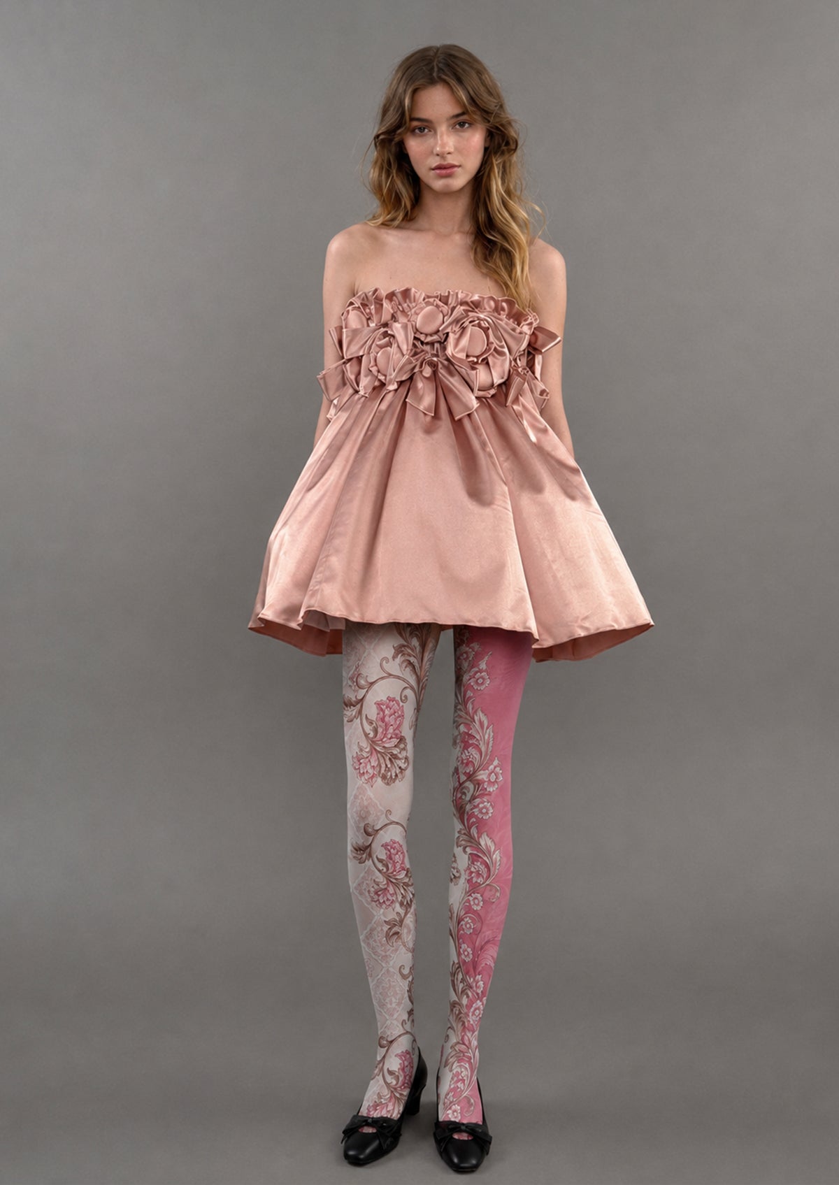 Pink Vintage Floral Tights
