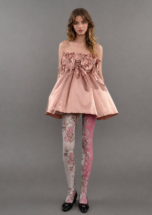 Pink Vintage Floral Tights