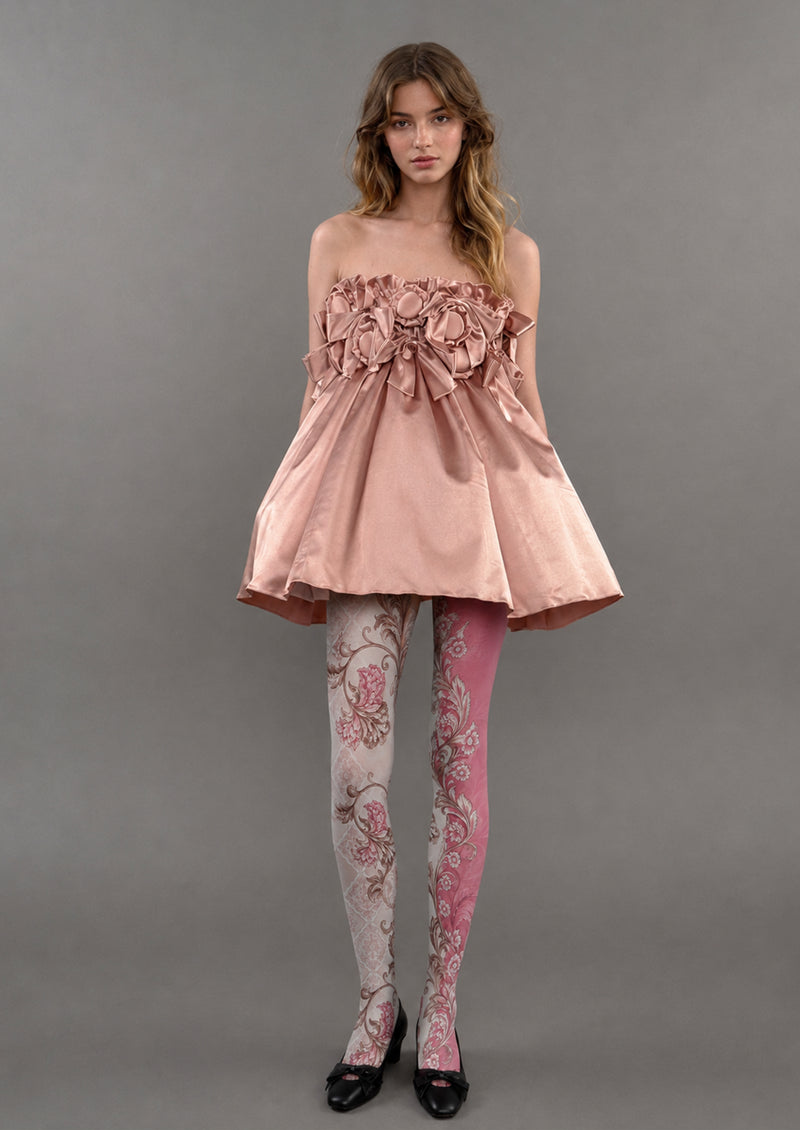 Pink Vintage Floral Tights