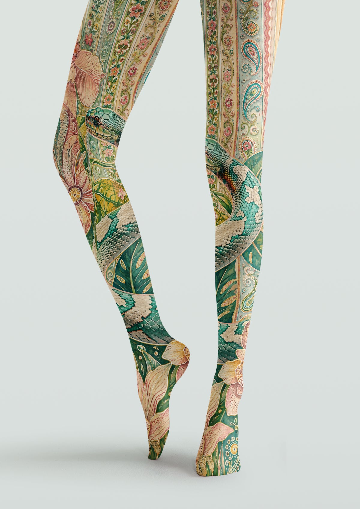 Green Serpent Bloom Tights