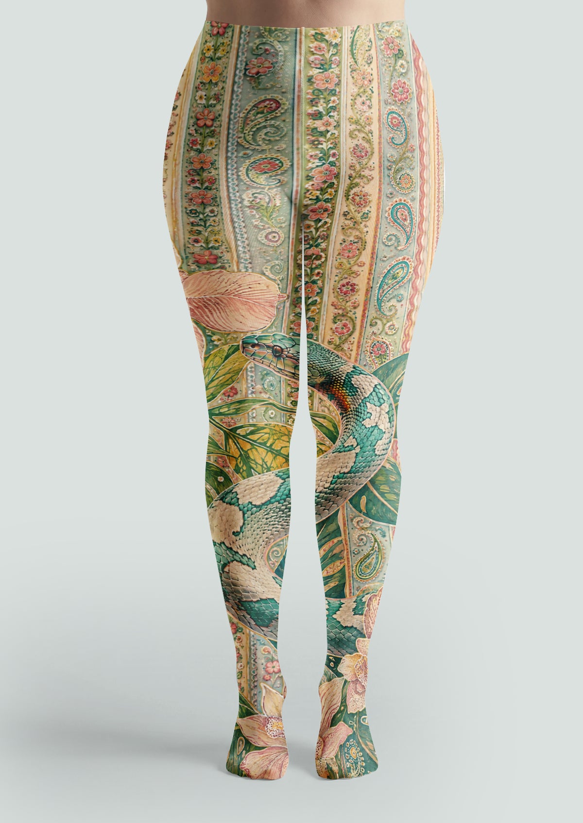 Green Serpent Bloom Tights