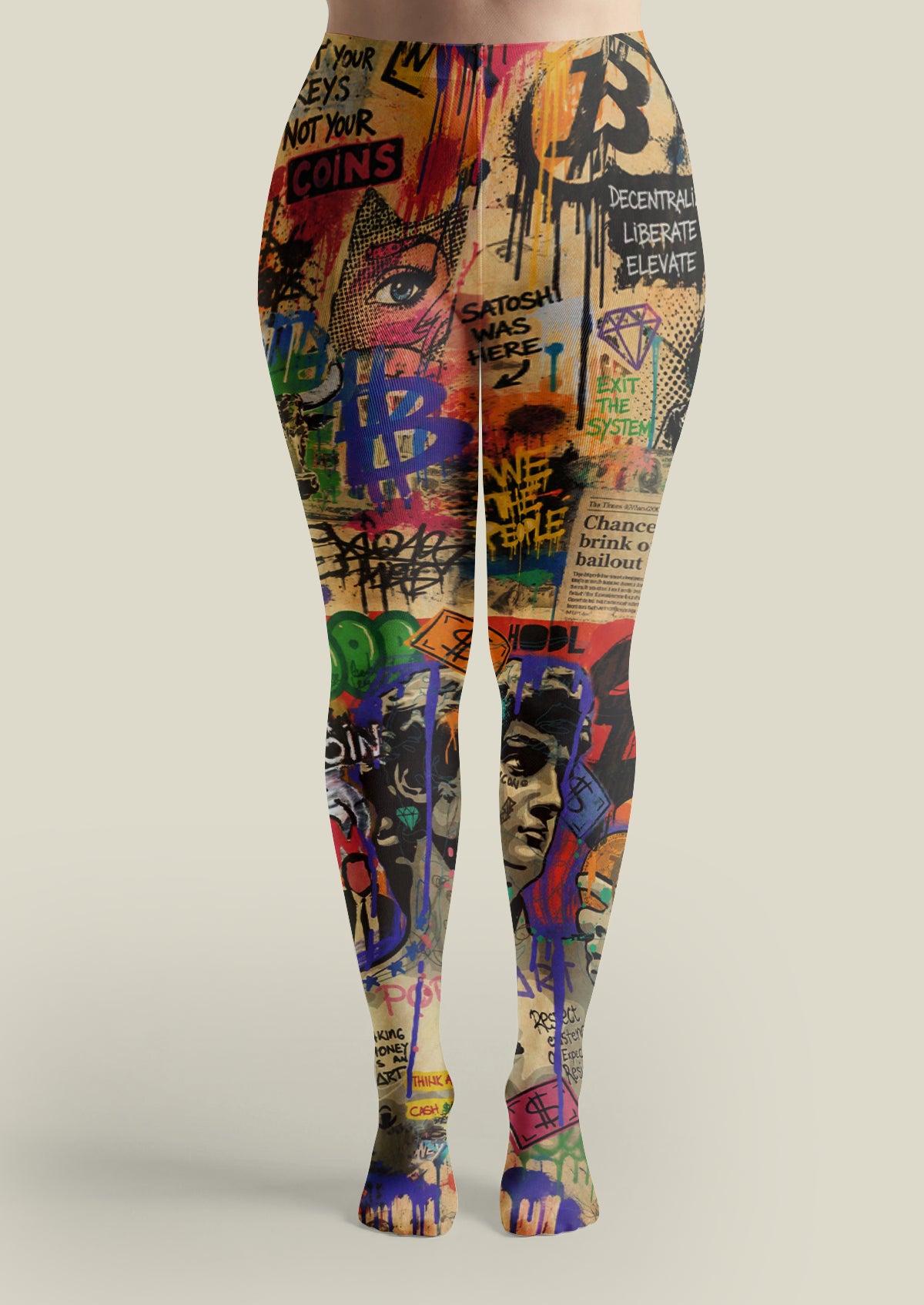 Multicolor Graffiti Portrait Tights