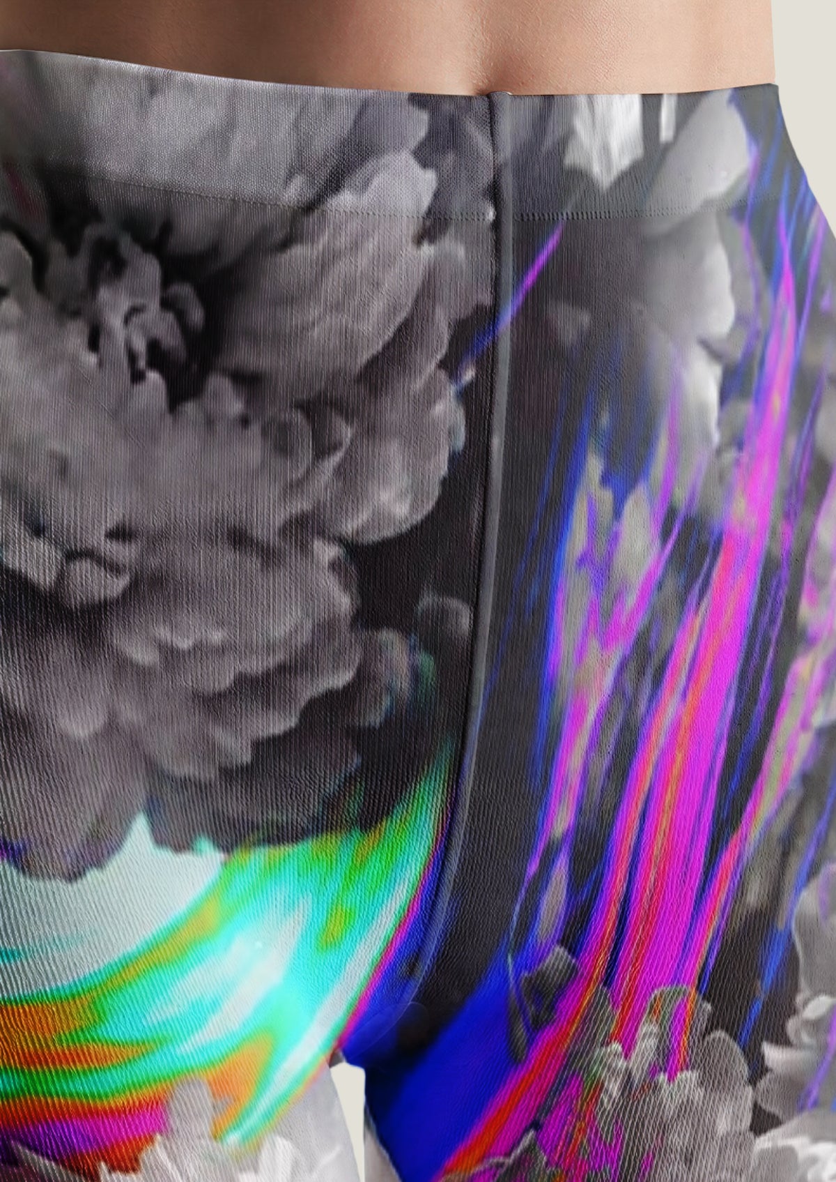 Black Glitch Floral Tights