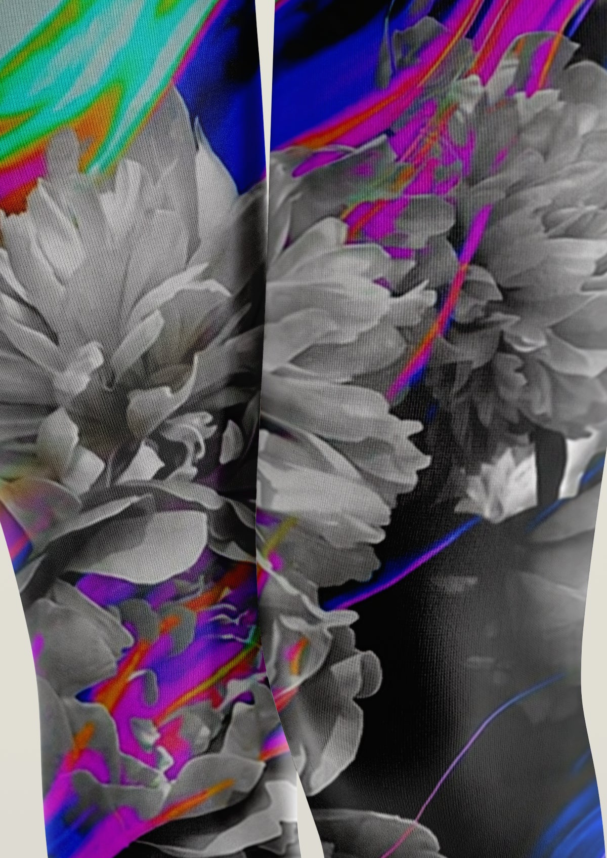 Black Glitch Floral Tights
