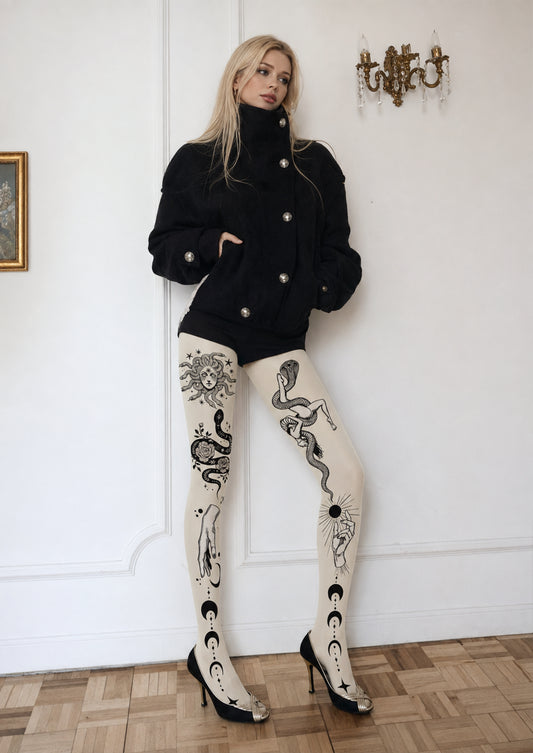 Ivory Medusa Tattoo Tights