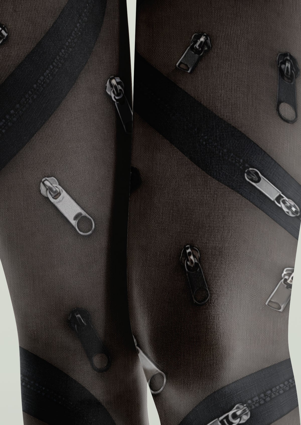 Black Zipper Print Tights