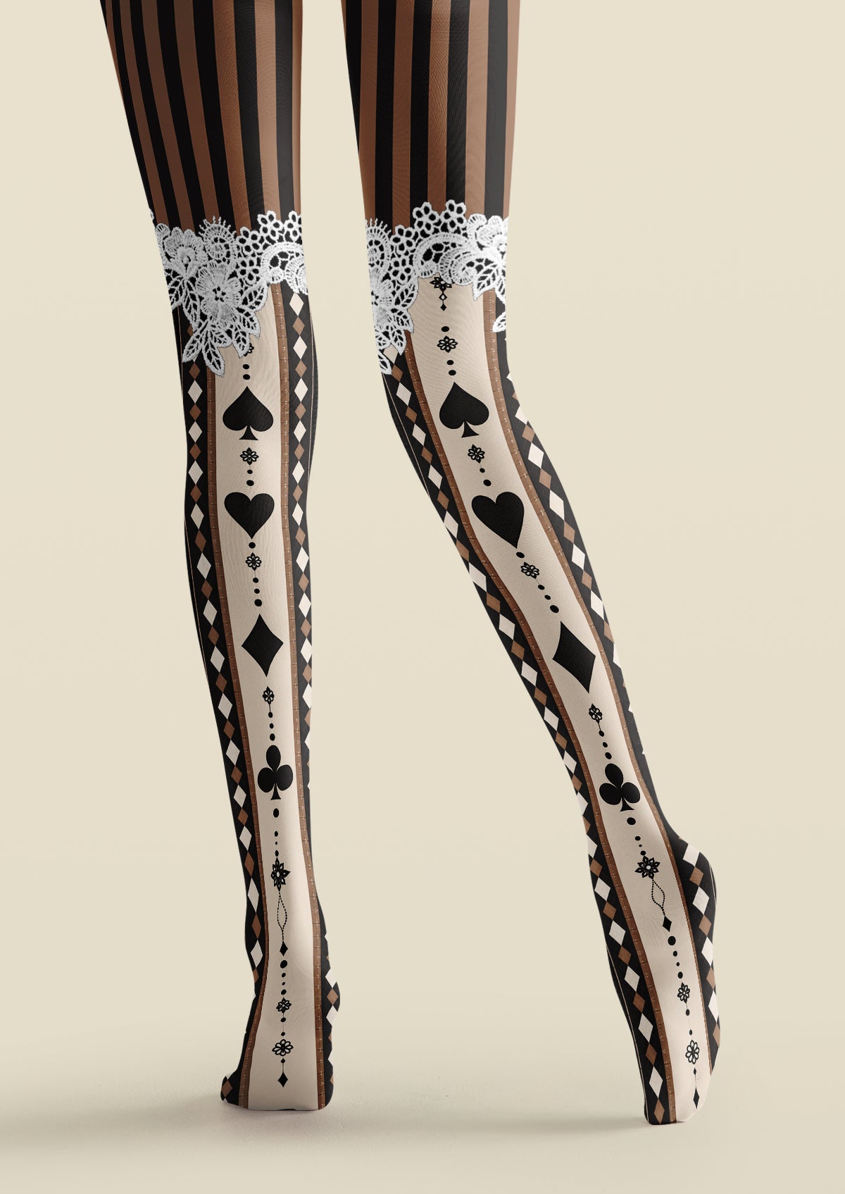 Black Playing Card Suit Tights