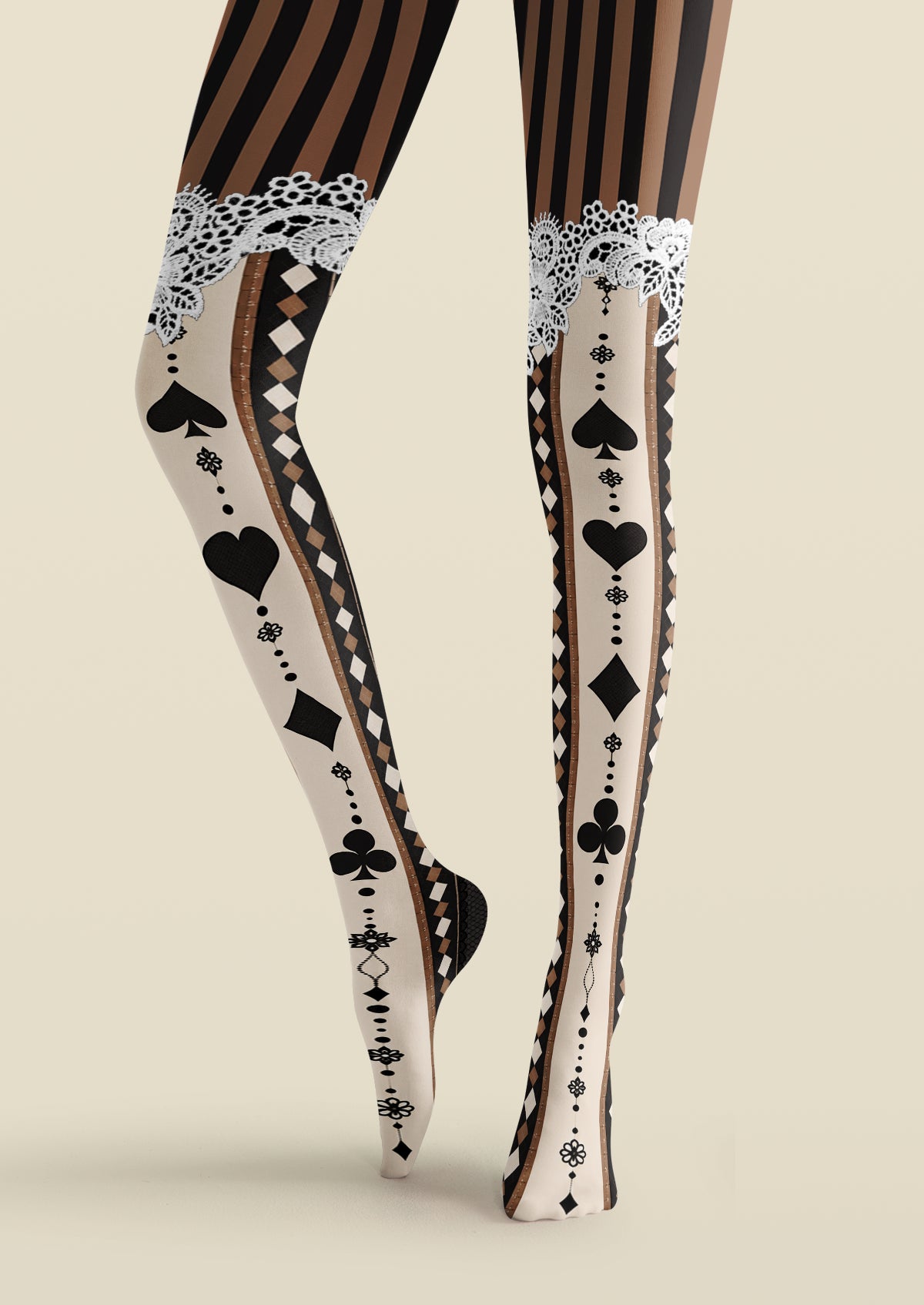 Black Playing Card Suit Tights