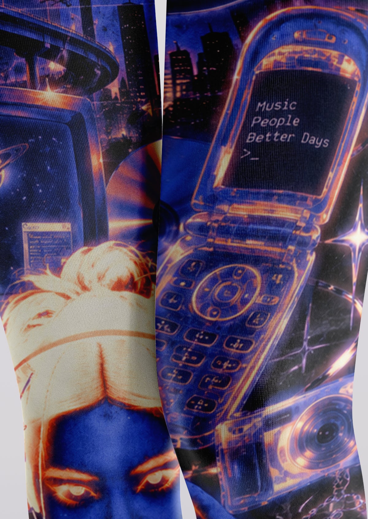 Blue Y2K Tech Collage Tights