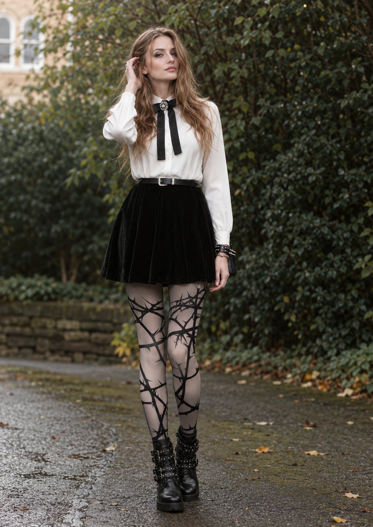 White Thorn Branch Tights