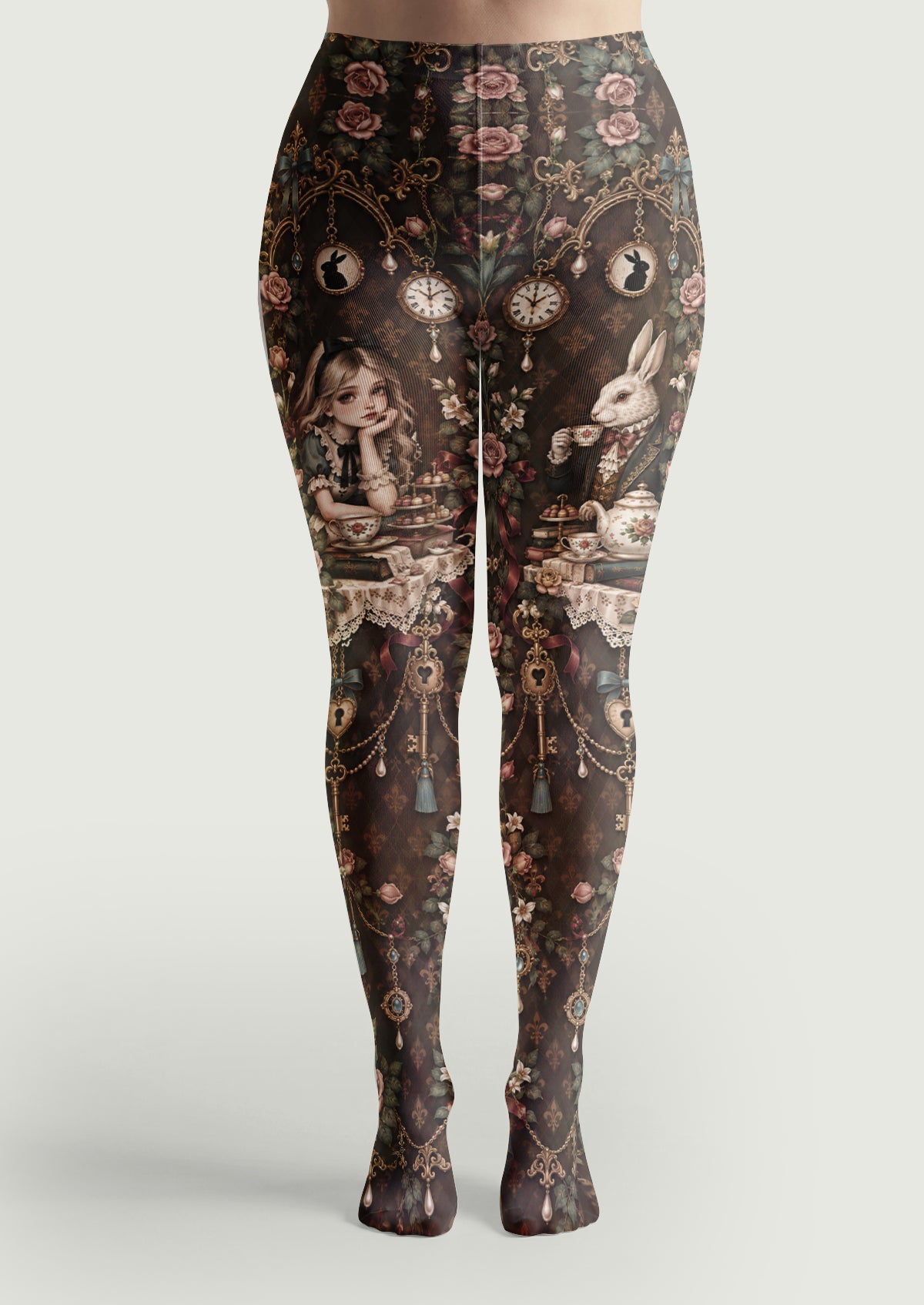 Vintage Alice Tea Party Printed Tights