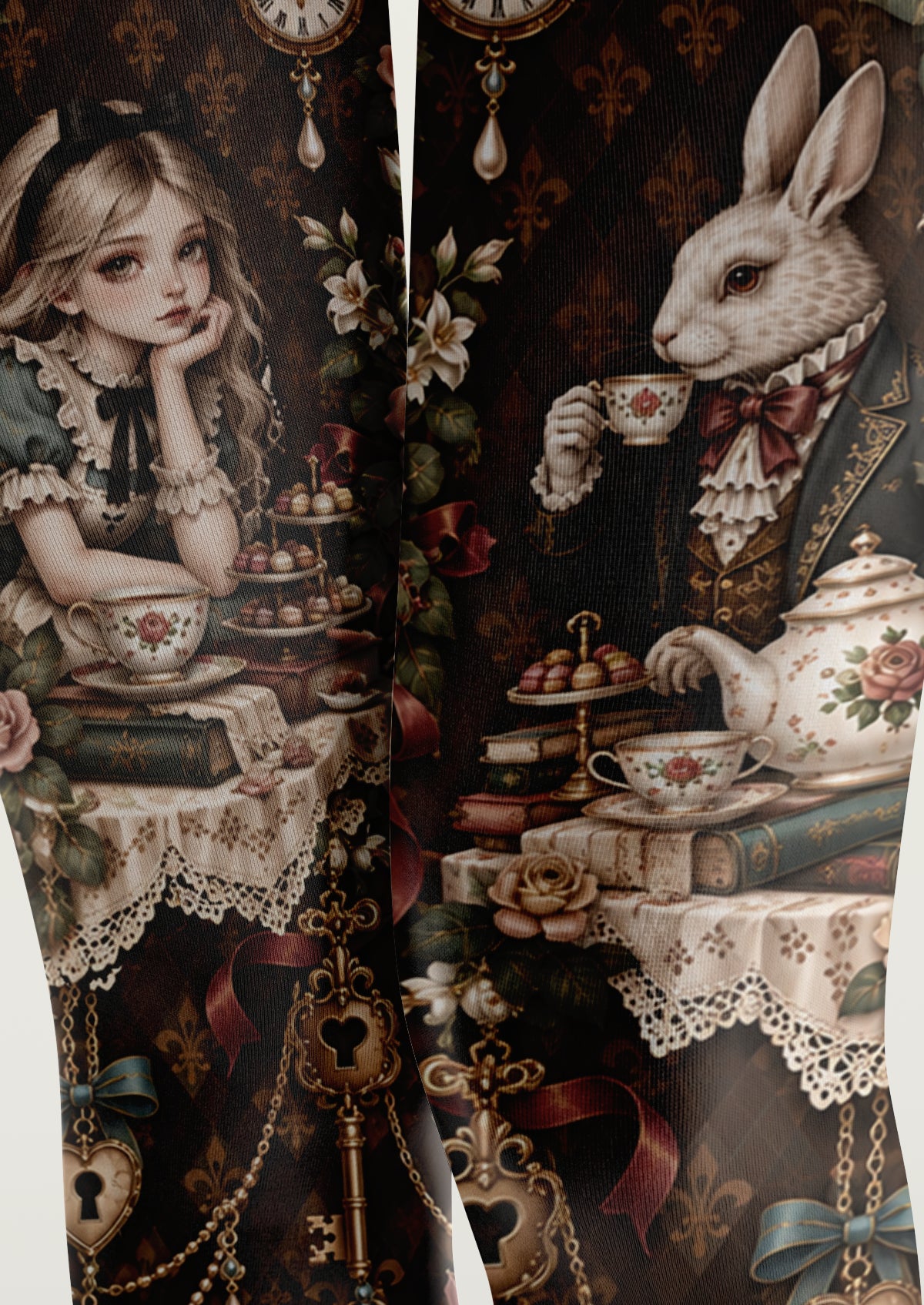 Vintage Alice Tea Party Printed Tights