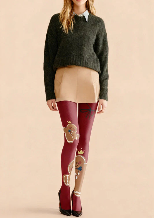 Red Gingerbread Man Tights Hosiery Pantyhose