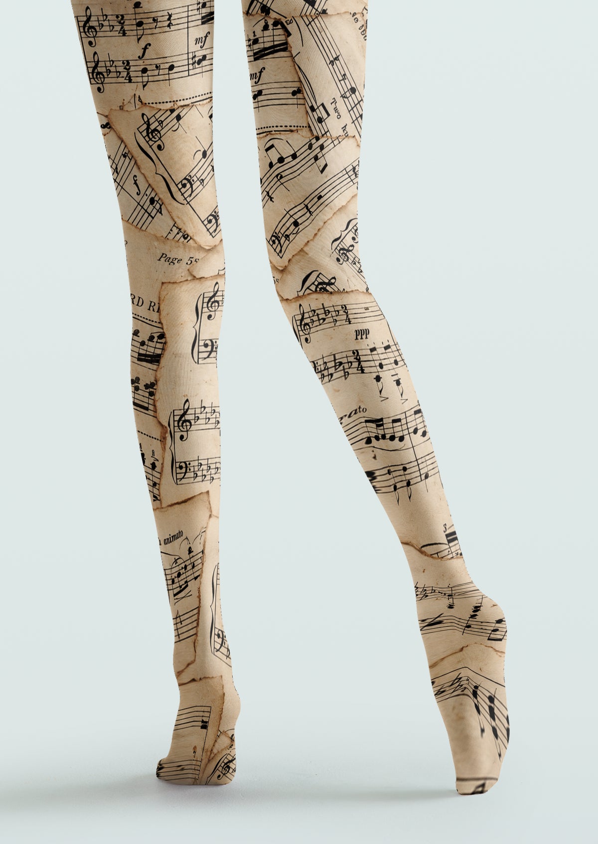 Beige Sheet Music Tights