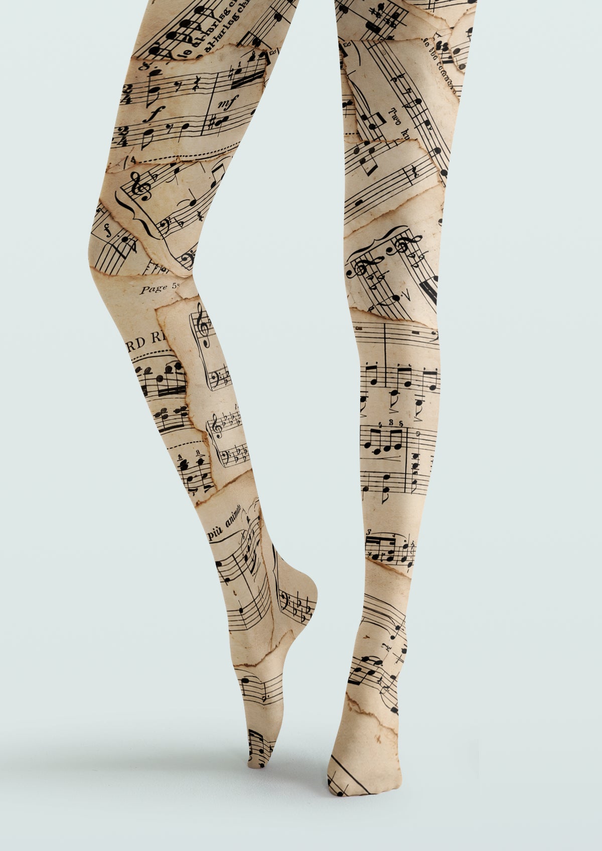Beige Sheet Music Tights
