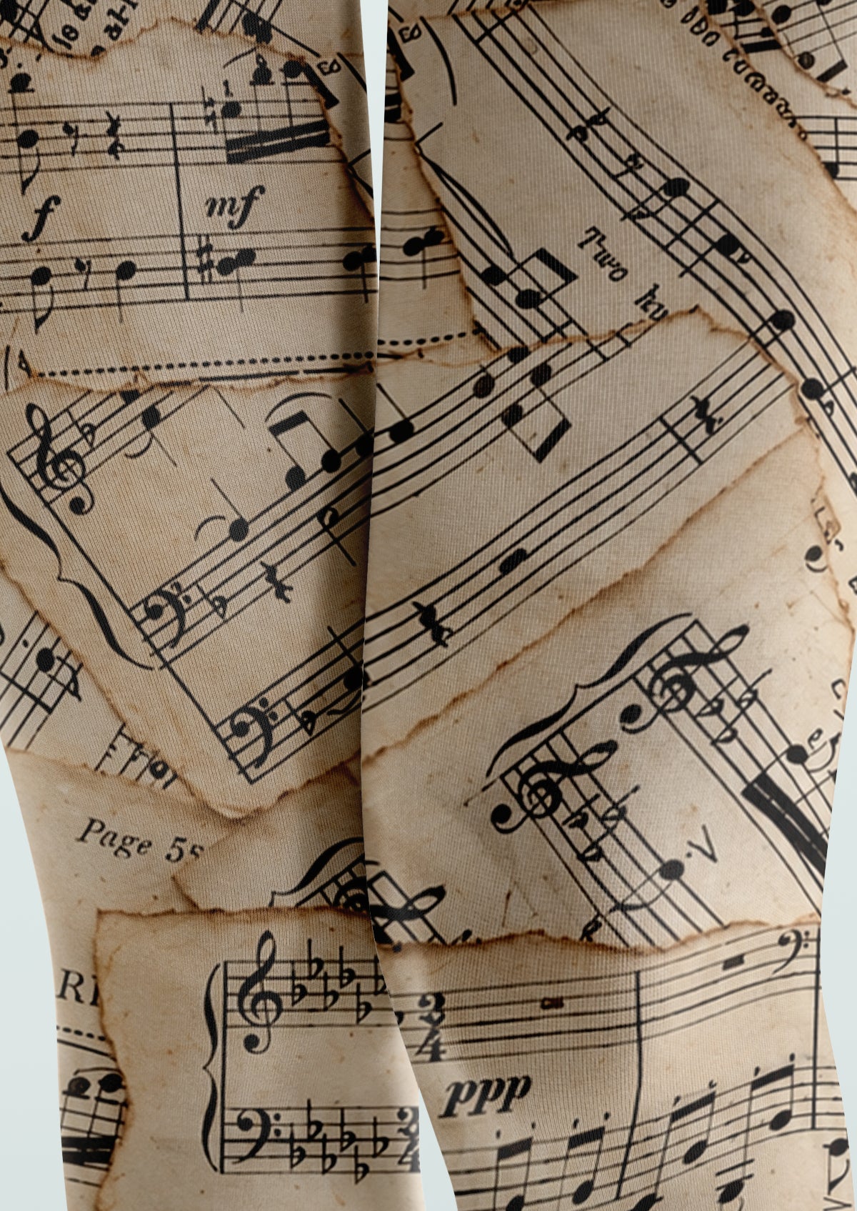 Beige Sheet Music Tights