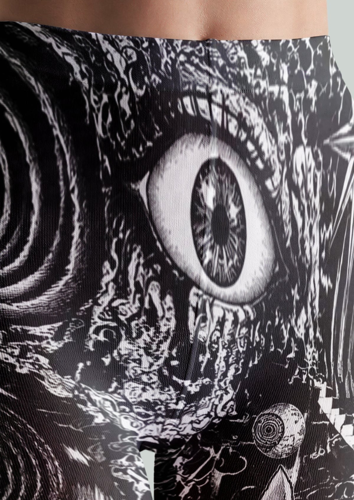 Black White Junji Ito Inspired Manga Tights