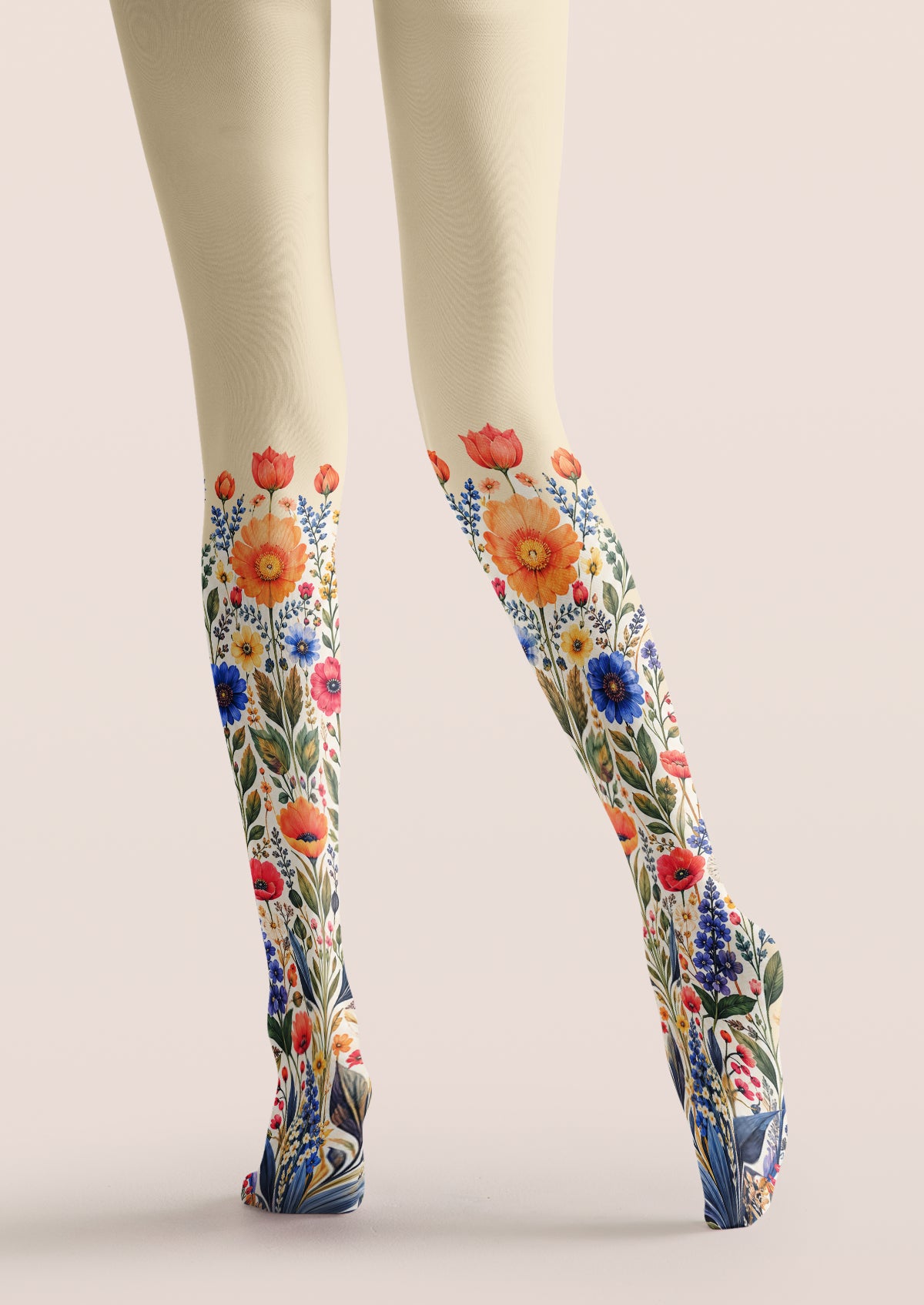 Ivory Floral Bouquet Tights