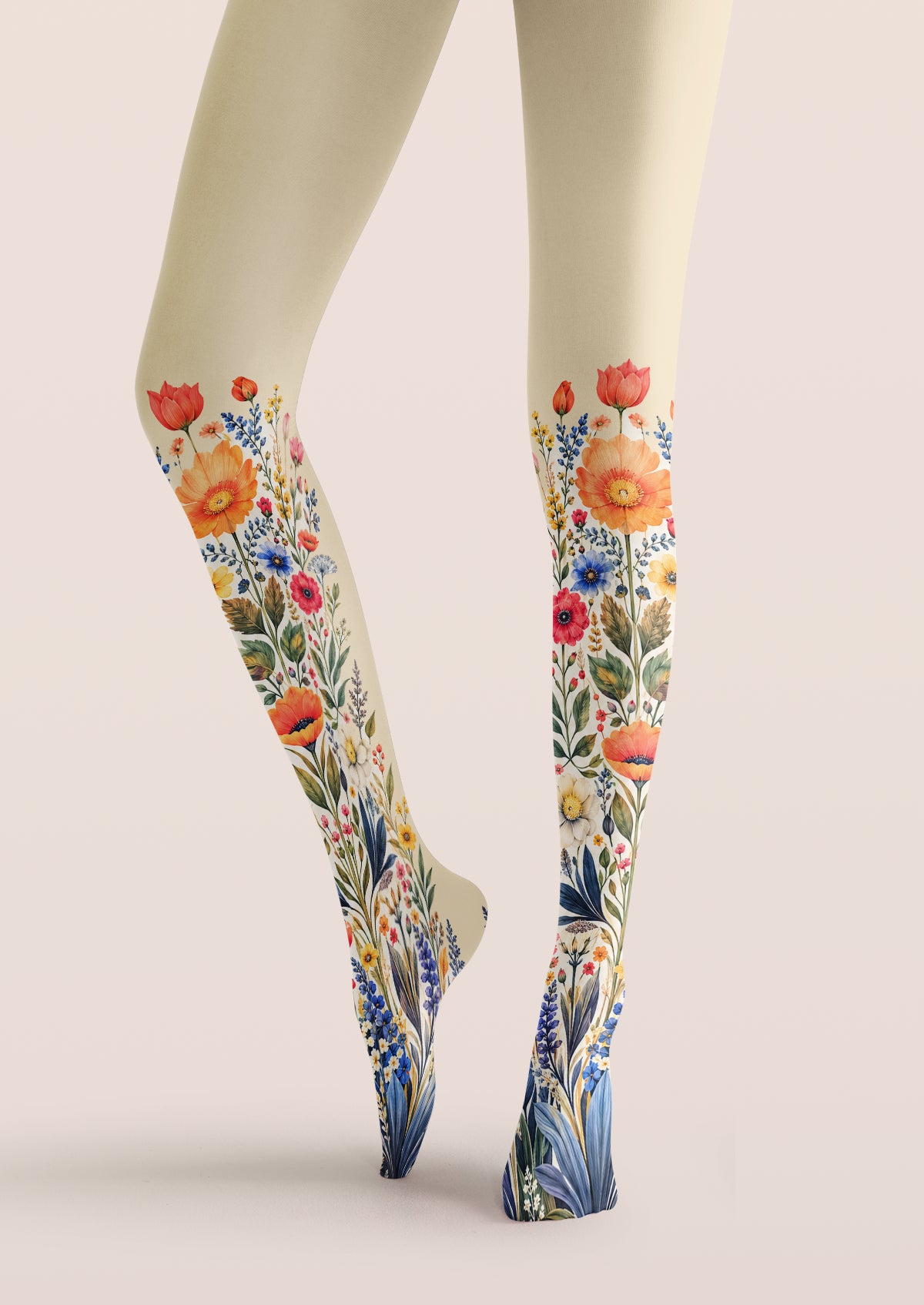 Ivory Floral Bouquet Tights