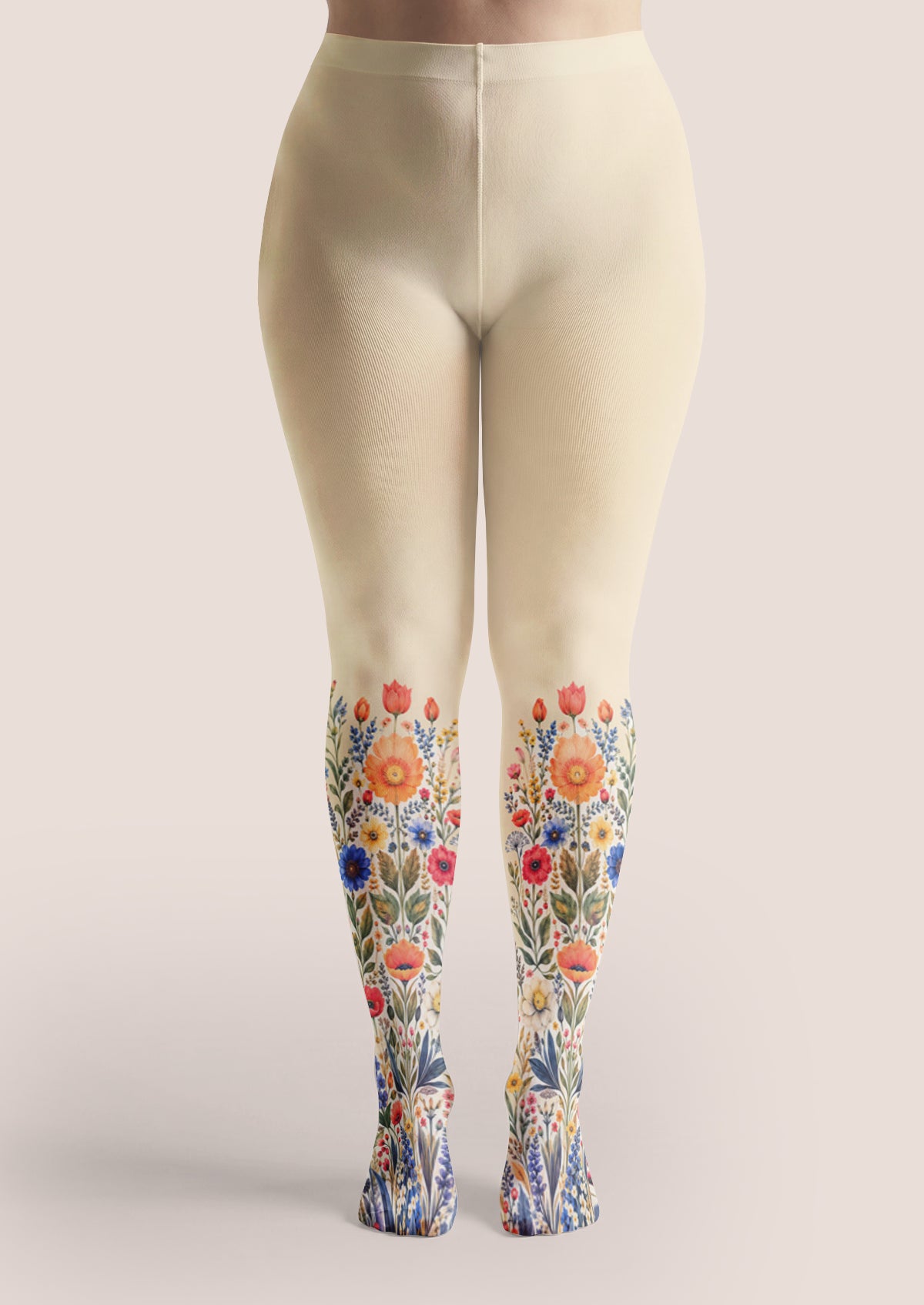 Ivory Floral Bouquet Tights