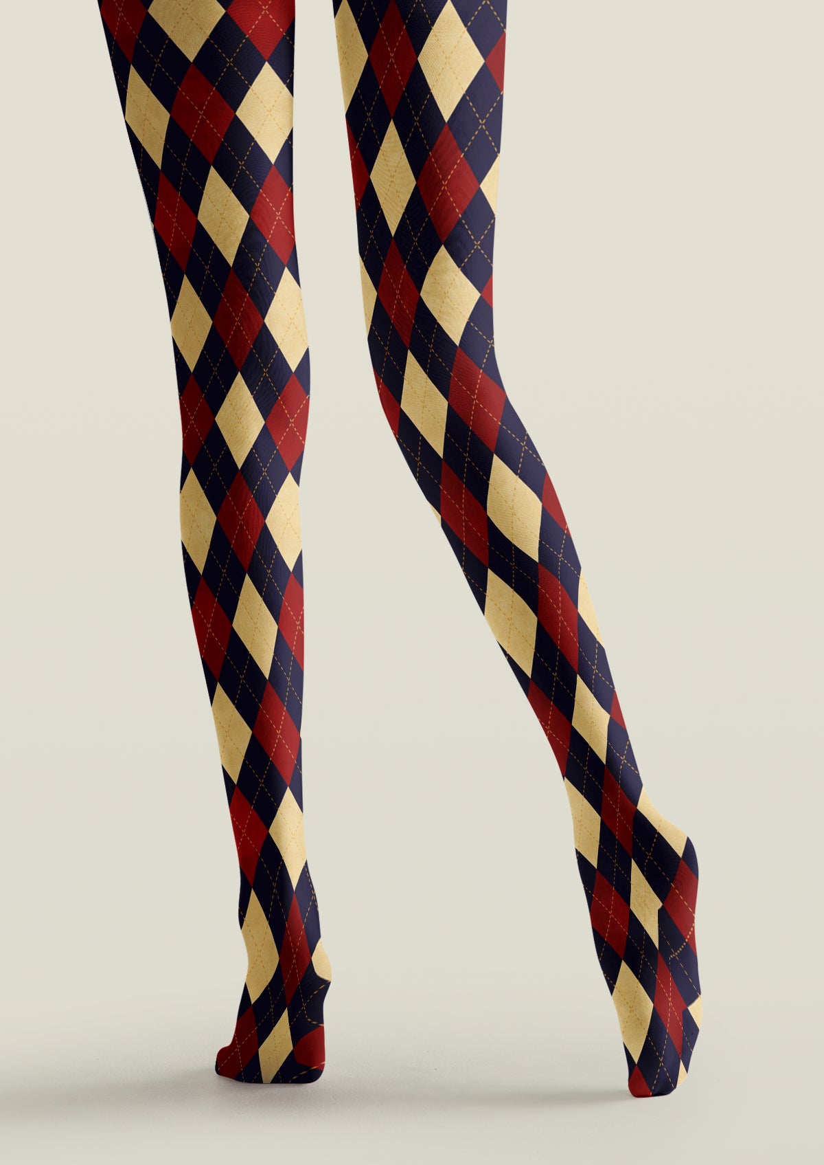 Navy Burgundy Argyle Tights