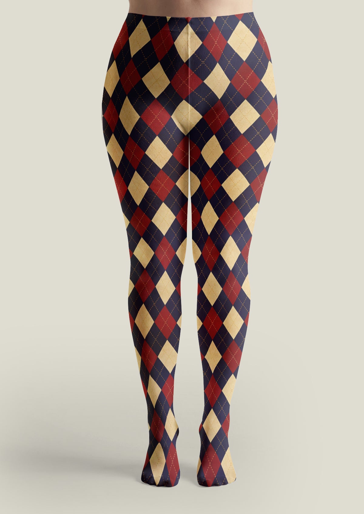 Navy Burgundy Argyle Tights
