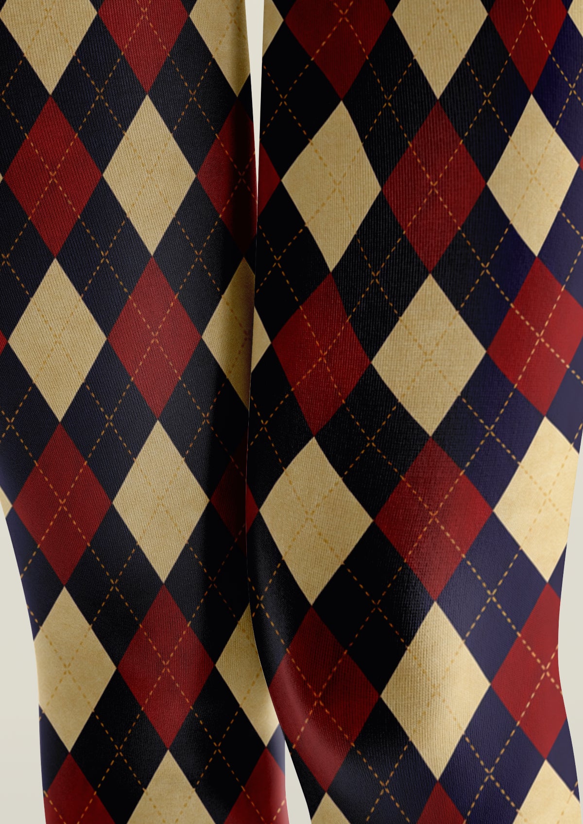 Navy Burgundy Argyle Tights