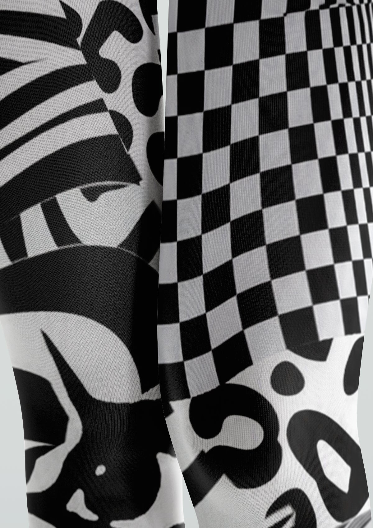 Black White Abstract Geometric Tights