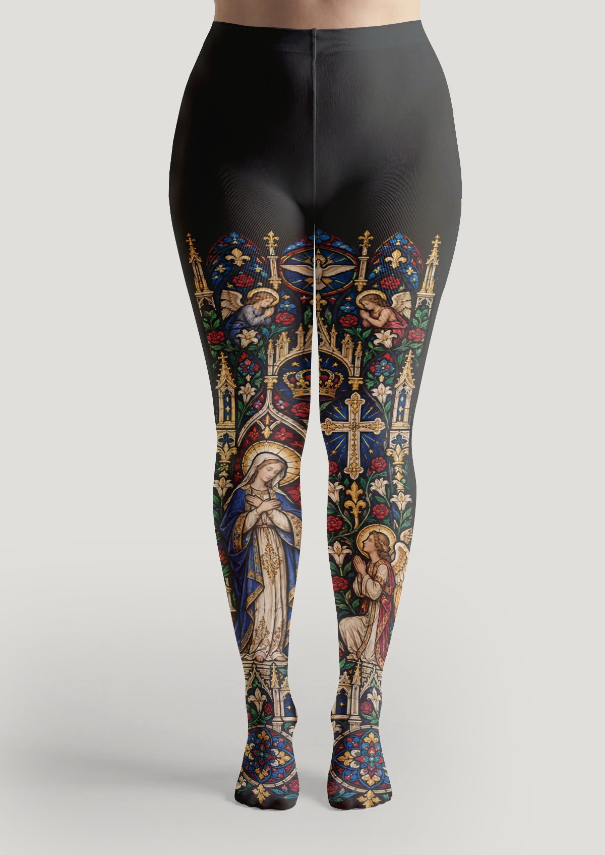 Black Blue Stained Glass Cathedral Tights