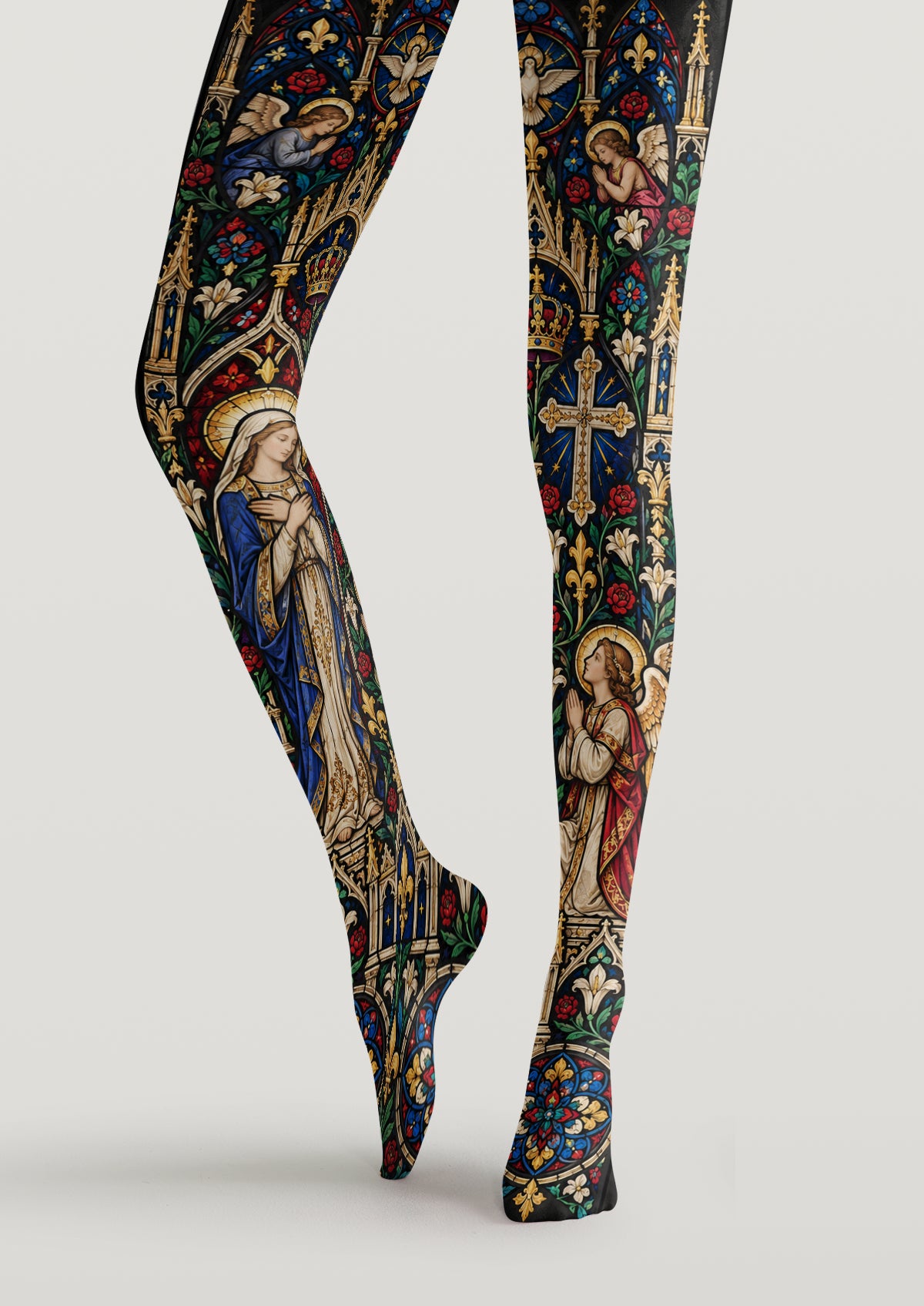 Black Blue Stained Glass Cathedral Tights