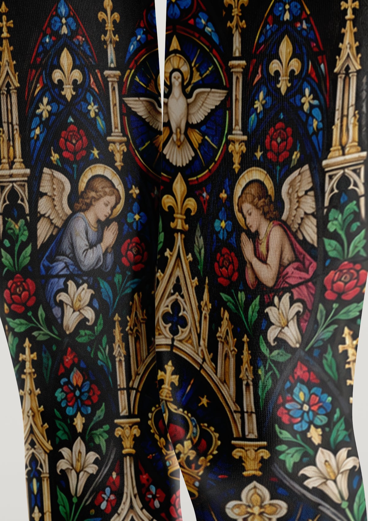 Black Blue Stained Glass Cathedral Tights