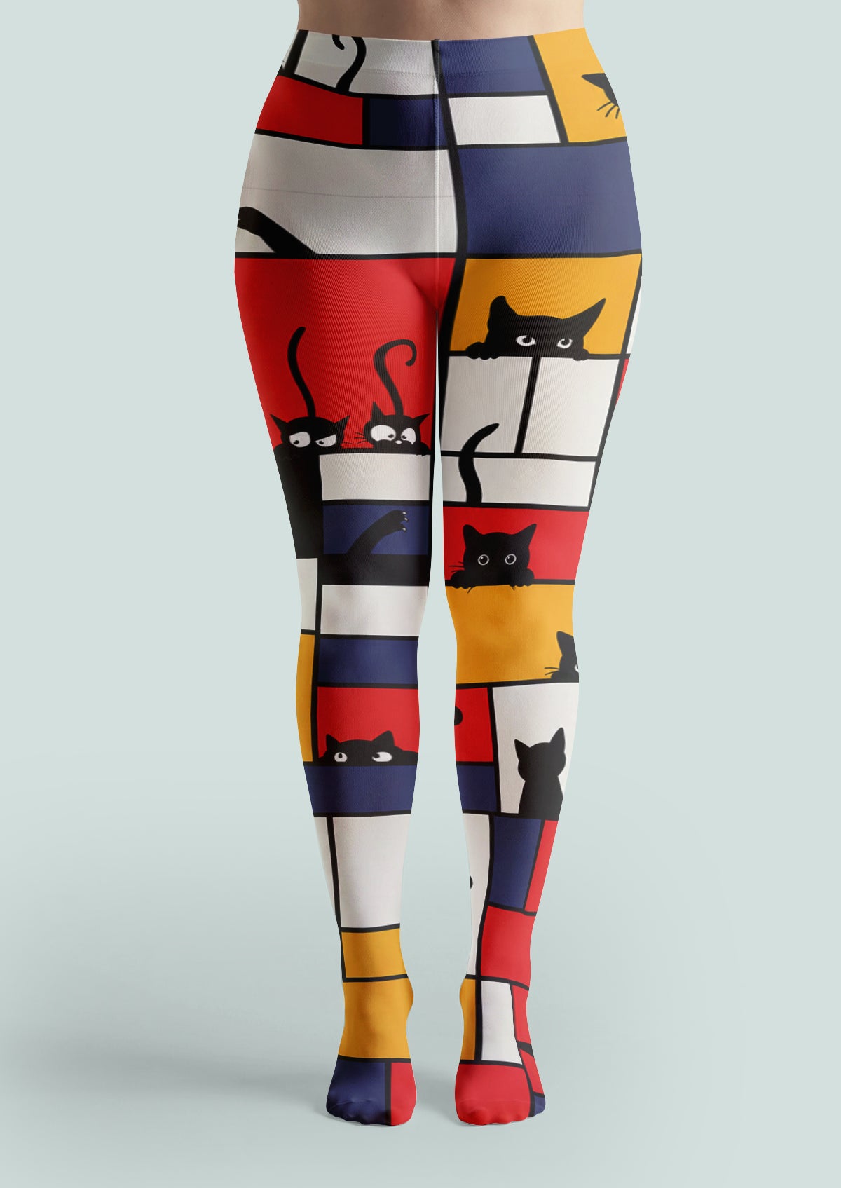 Red Yellow Blue Mondrian Inspired Cat Tights