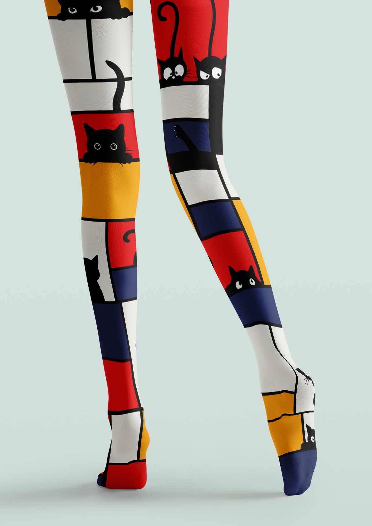 Red Yellow Blue Mondrian Inspired Cat Tights