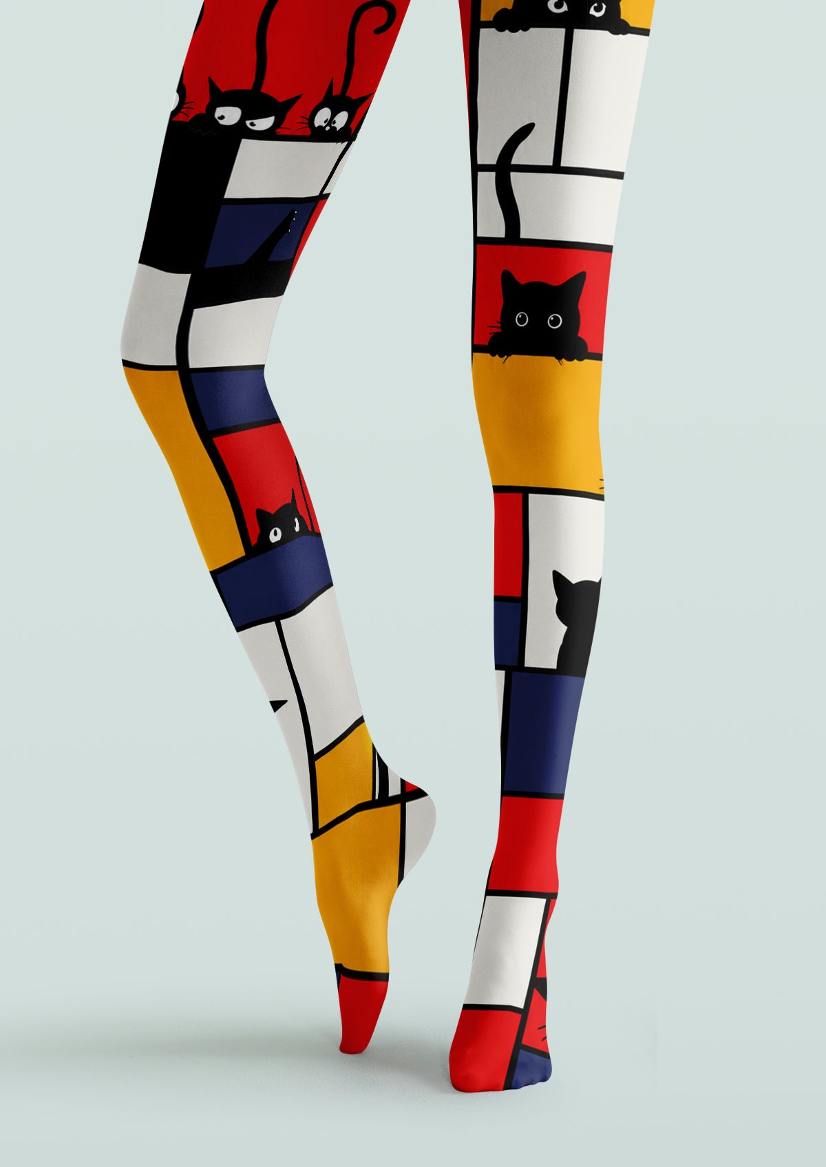 Red Yellow Blue Mondrian Inspired Cat Tights