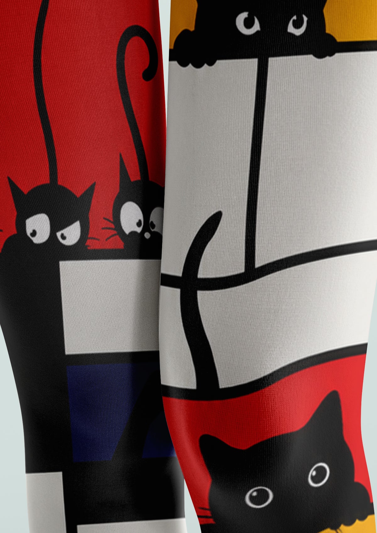 Red Yellow Blue Mondrian Inspired Cat Tights