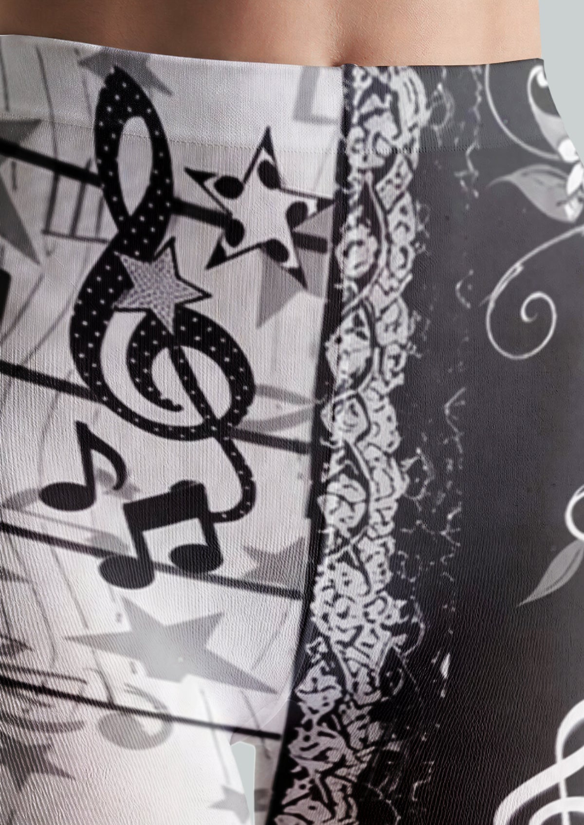 Black White Musical Collage Tights