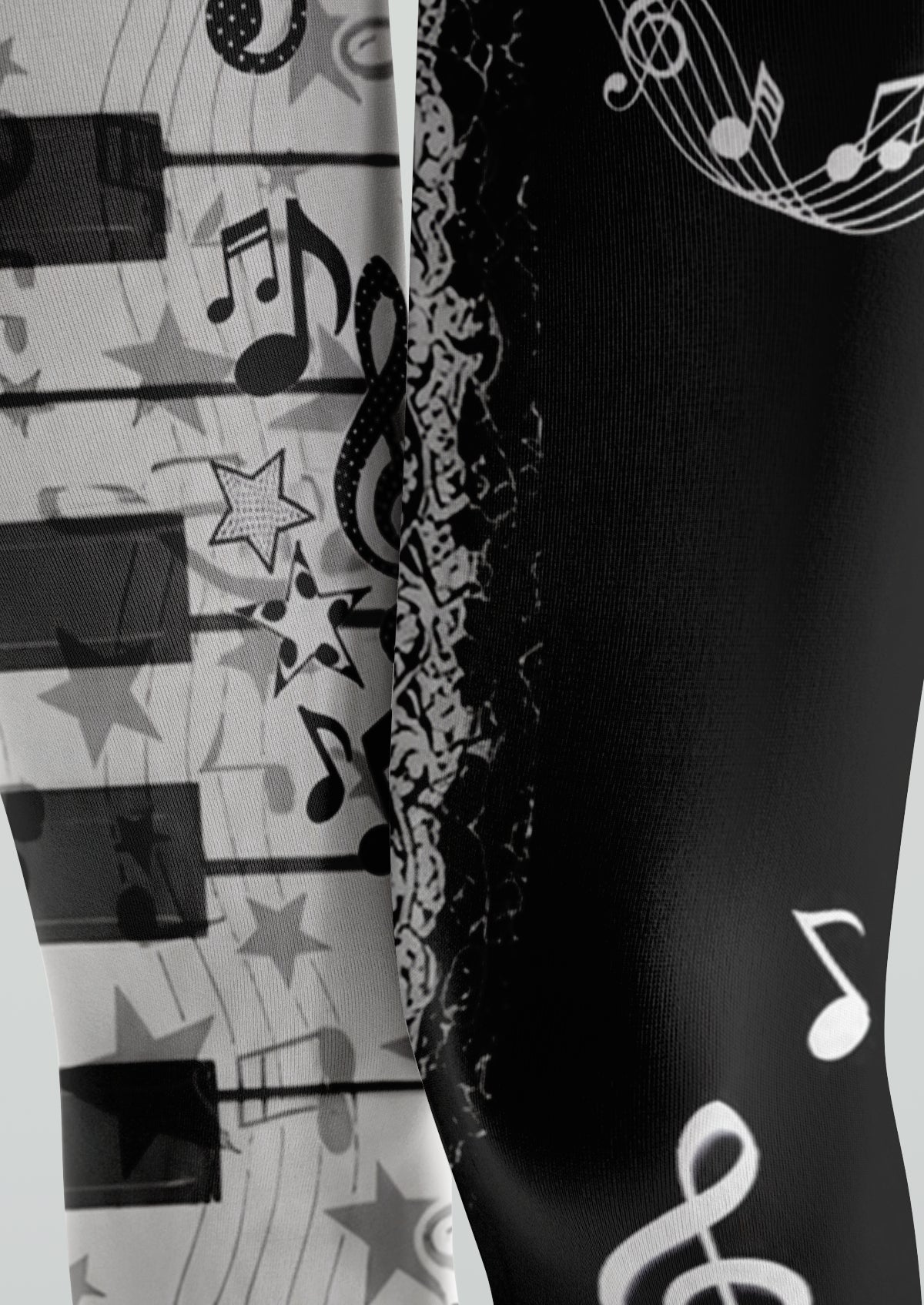 Black White Musical Collage Tights