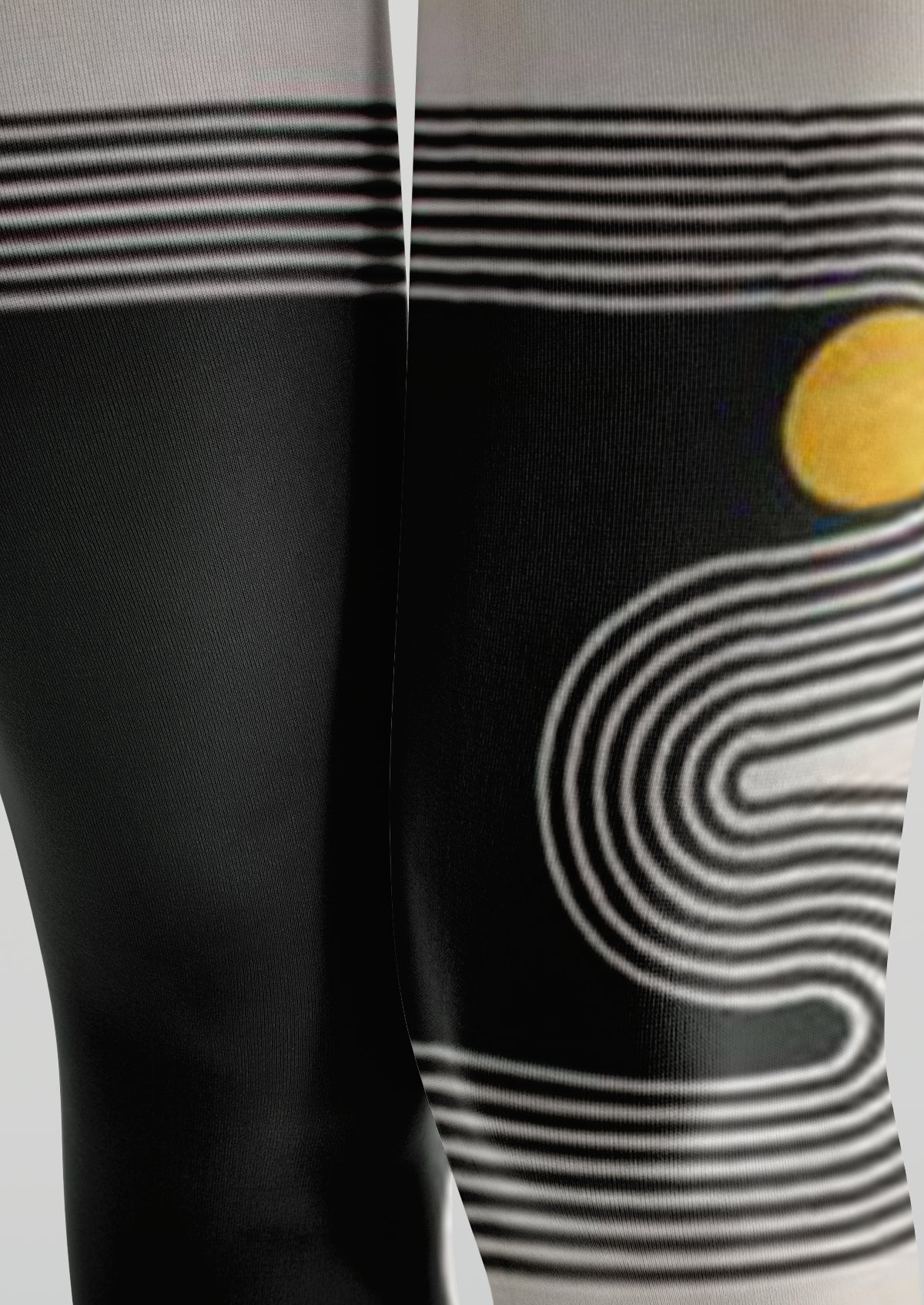 Black White Yellow Abstract Geometric Tights
