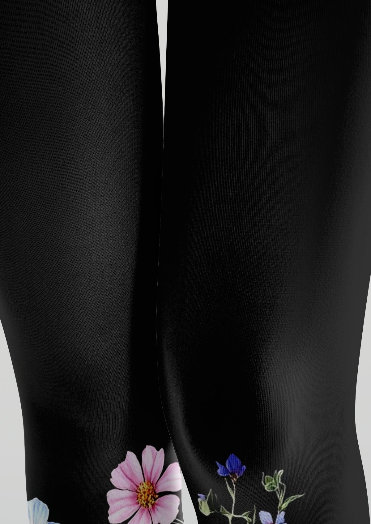 Black Botanical Floral Tights