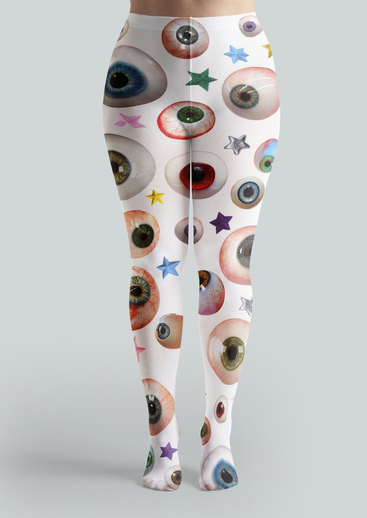 White Eyeball Print Tights