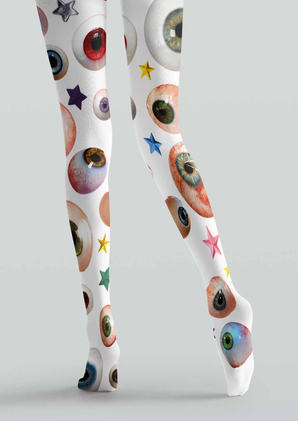 White Eyeball Print Tights