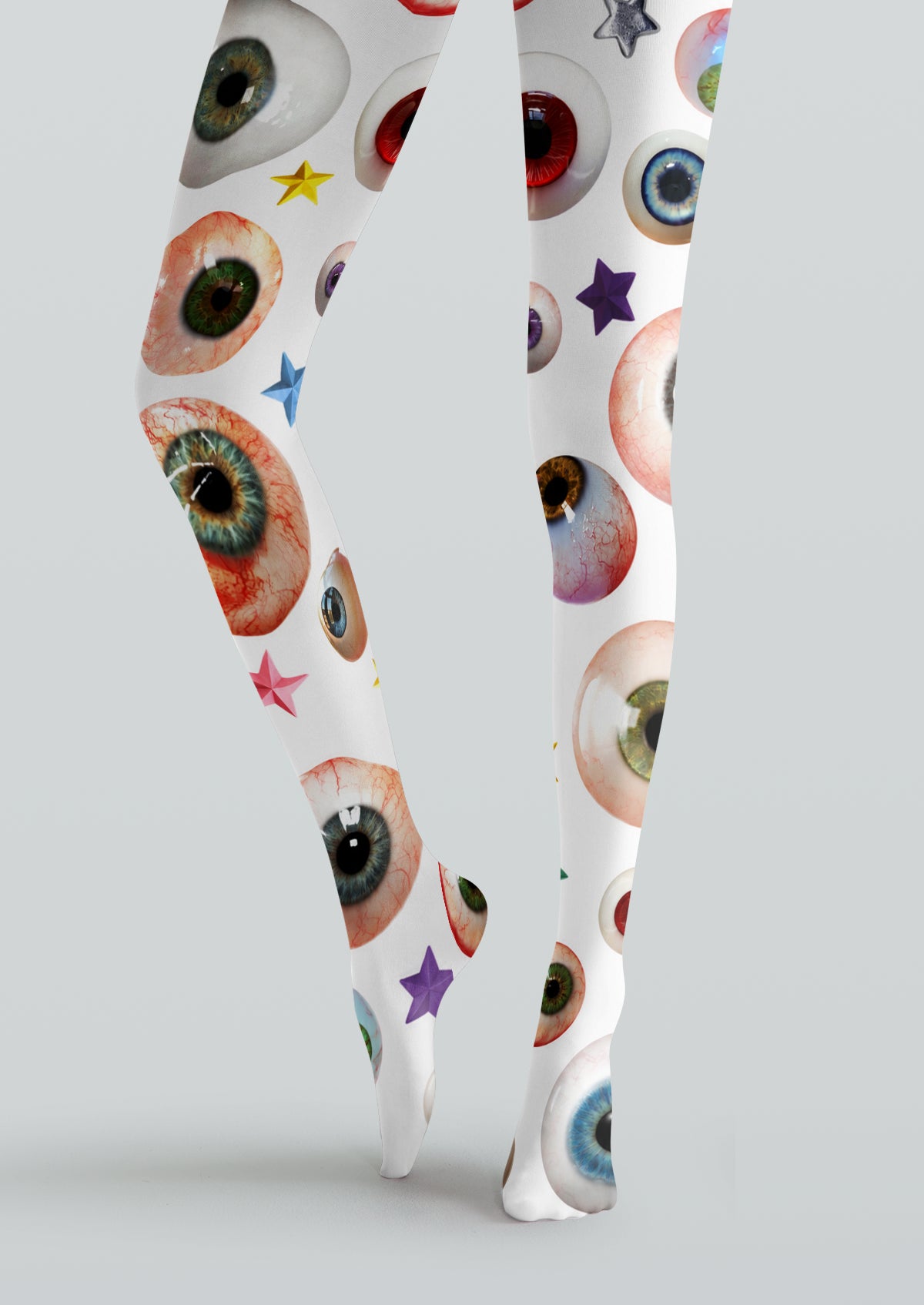 White Eyeball Print Tights