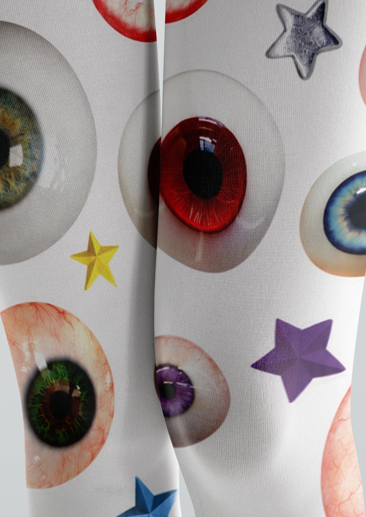 White Eyeball Print Tights