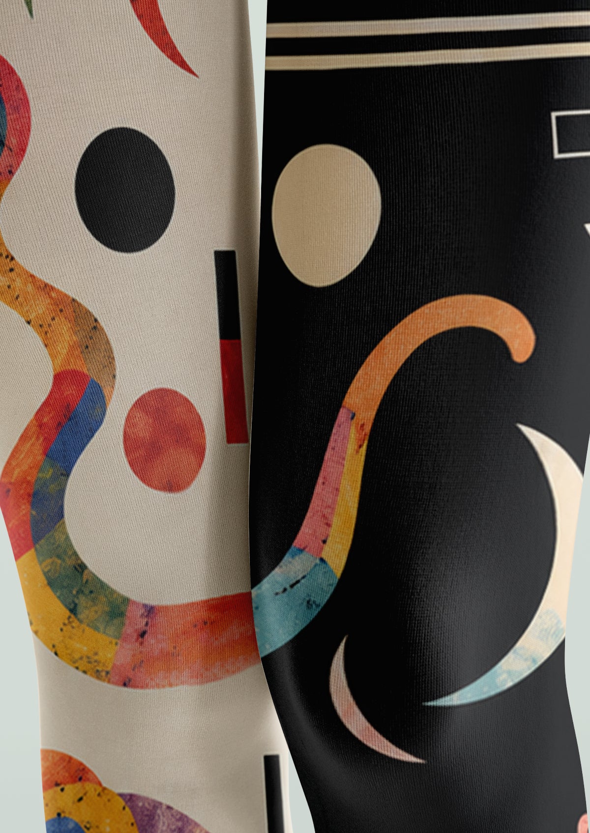 Black Ivory Mondrian Abstract Geometric Tights