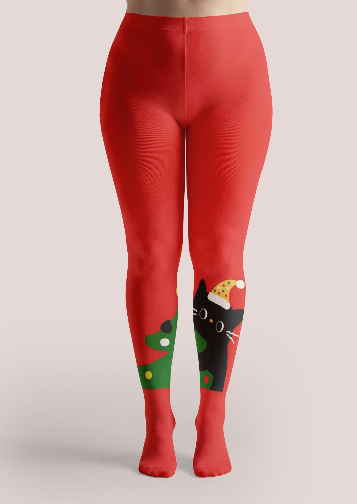 Red Christmas Tree and Cat Tights