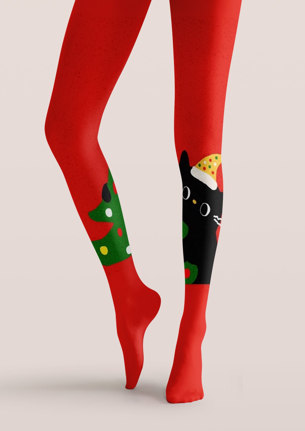 Red Christmas Tree and Cat Tights