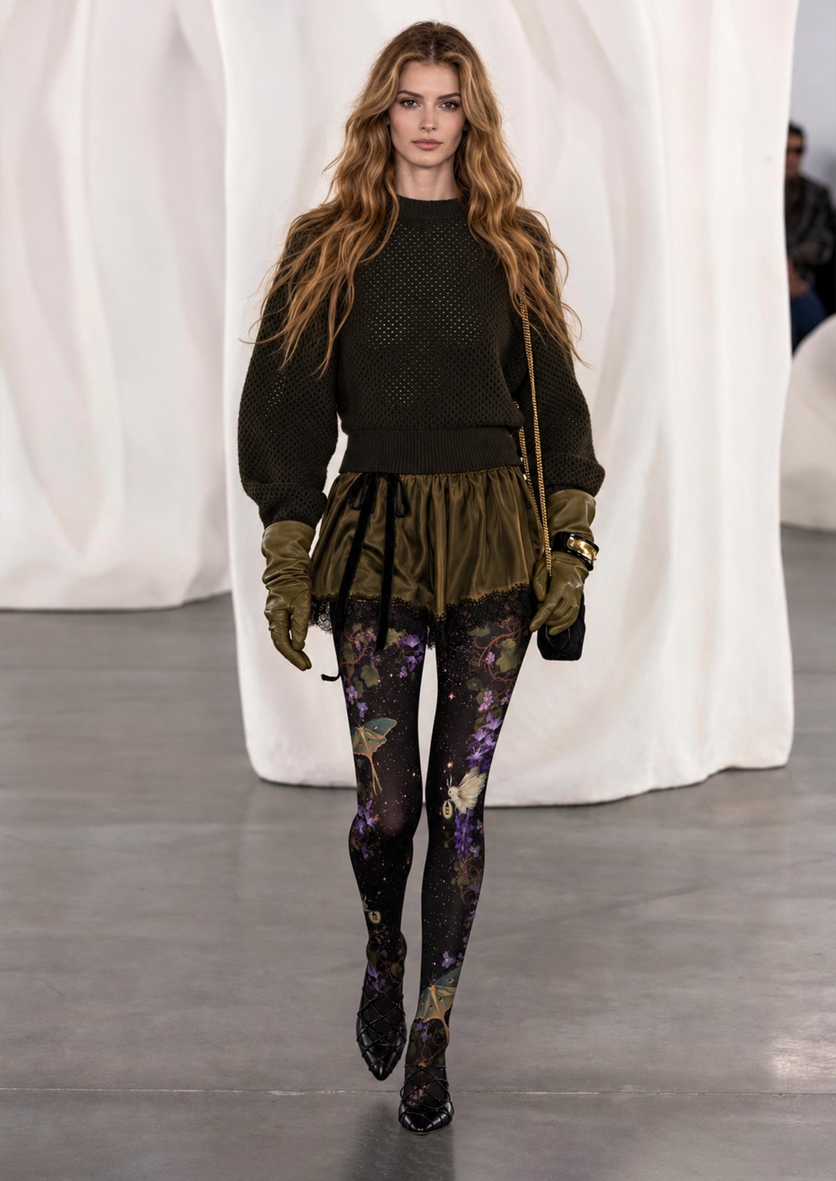 Black Moth and Floral Tights