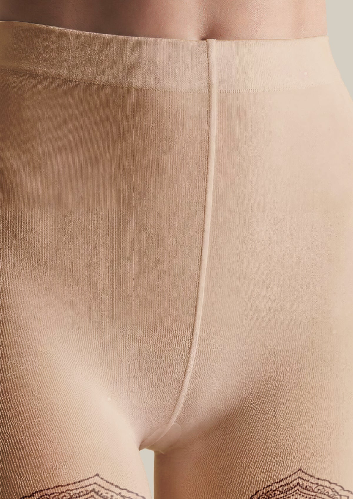 Beige Ornamental Tattoo Tights