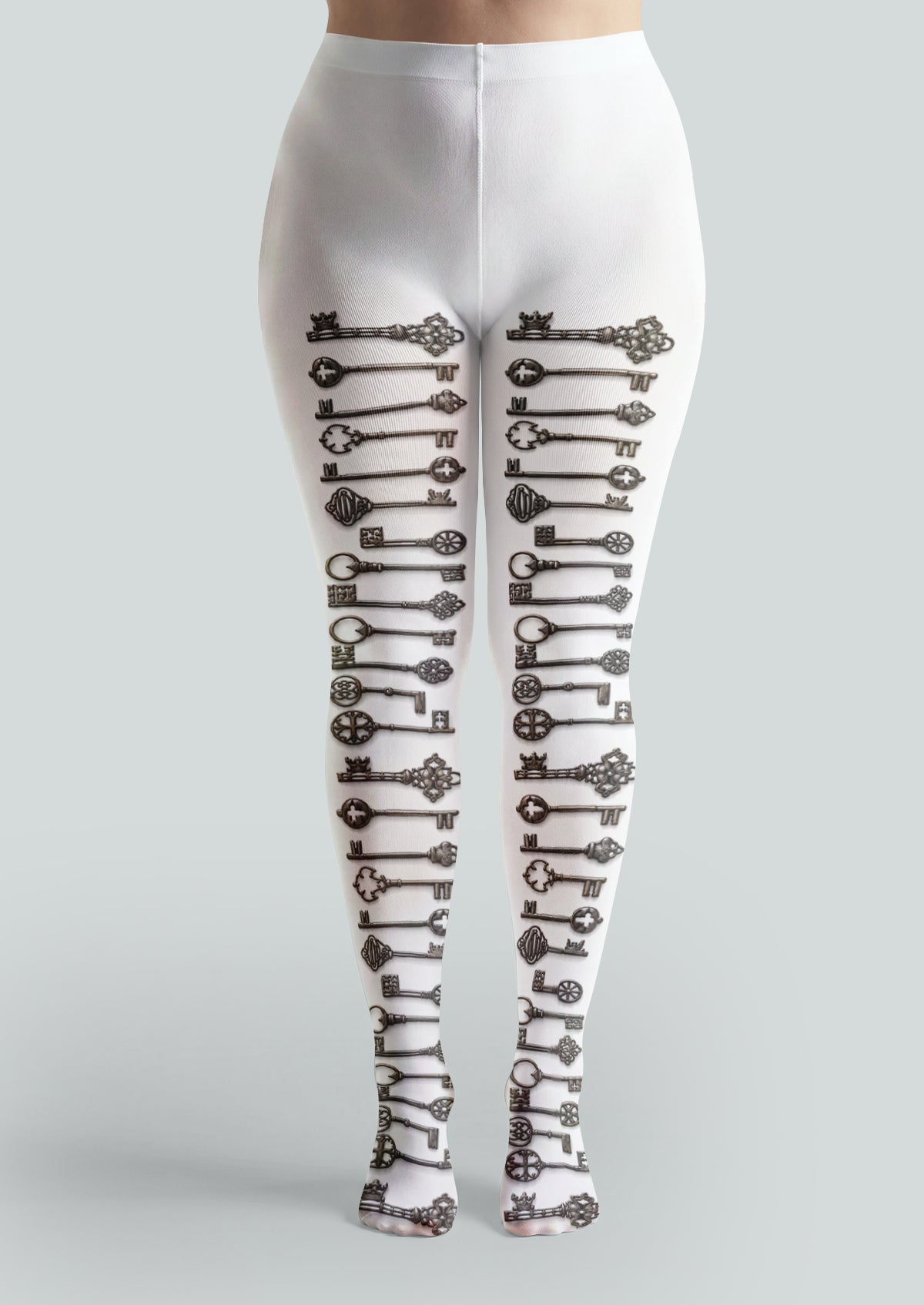 White Antique Key Tights