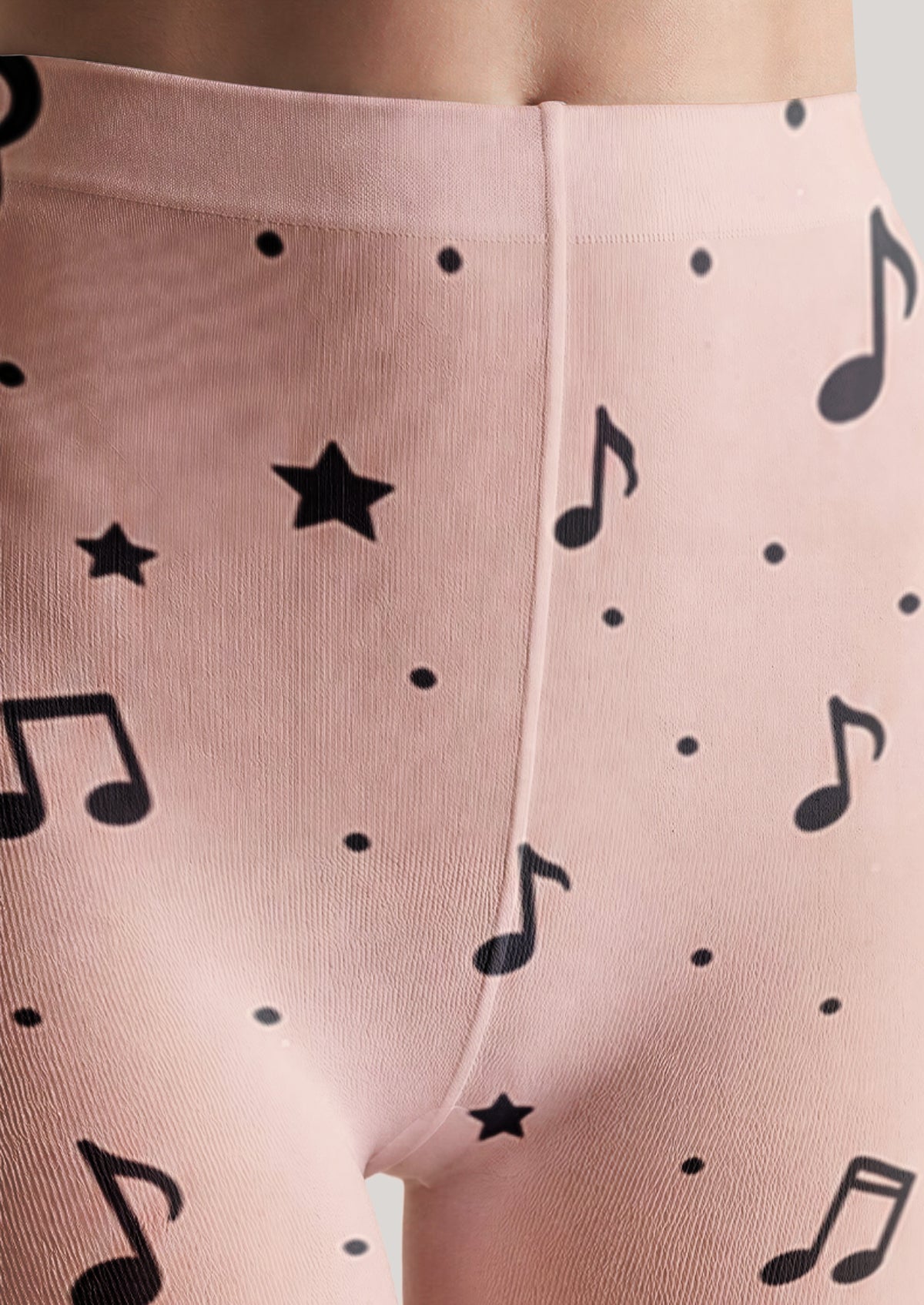 Beige Music Note Tights